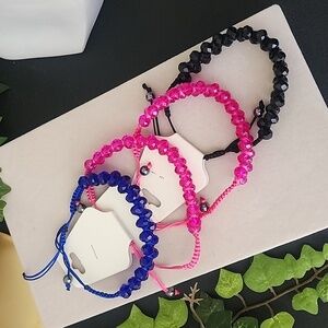 Glass Faceted Bead Satin Cord Pull Bracelet